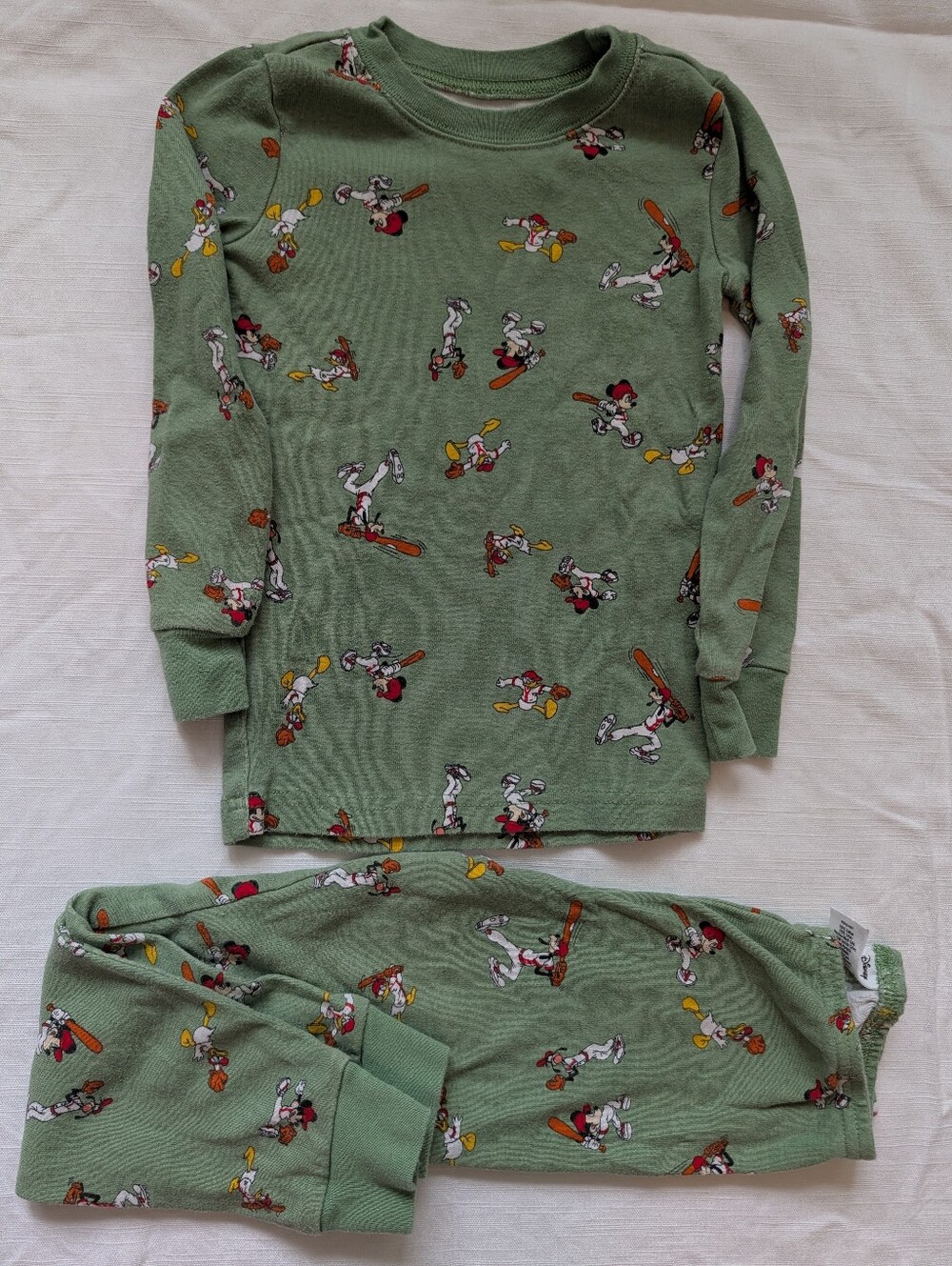 Janie and Jack X Disney Olive Green Character Print Pajama Set - Baseball